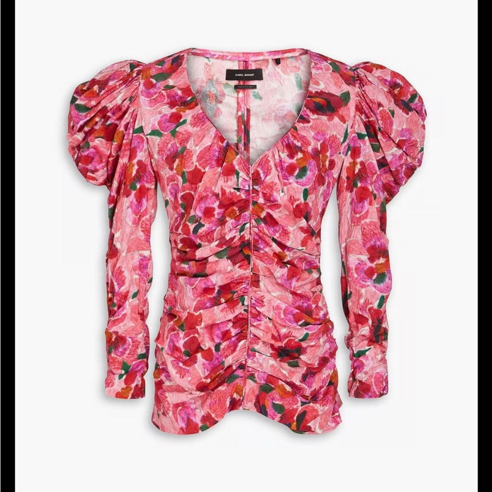 Isabel Marant Pink Floral Puff Sleeve Blouse BNWT